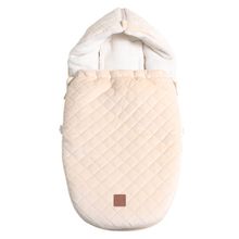 Fleece footmuff Velvet Hoody for infant carrier and baby bath - Beige