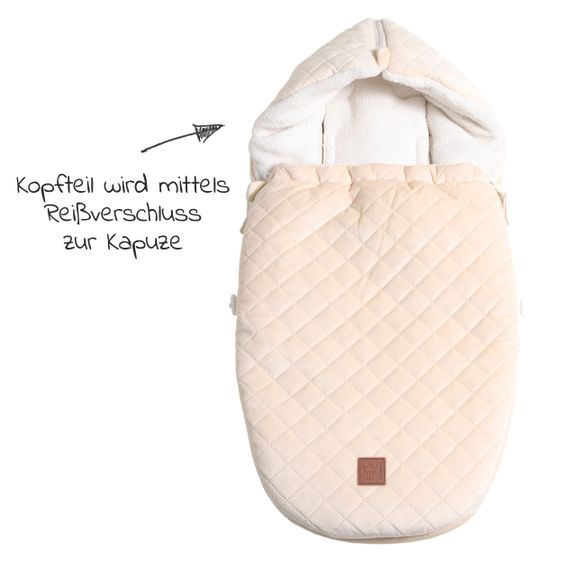 Kaiser Fleece-Fußsack Velvet Hoody für Babyschale und Babywanne - Beige