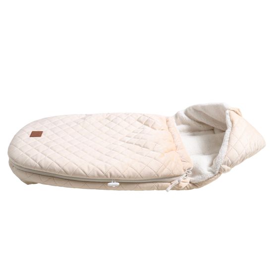 Kaiser Fleece footmuff Velvet Hoody for infant carrier and baby bath - Beige