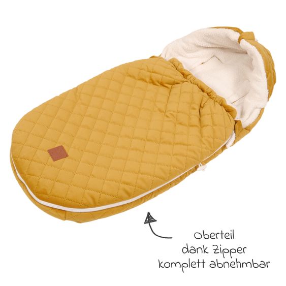 Kaiser Velvet Hoody fleece footmuff for infant car seat and carrycot - Mustard