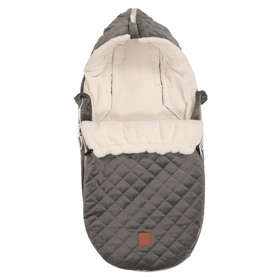 Kaiser Fleece footmuff Velvet Hoody for infant carrier and bassinets - Grey