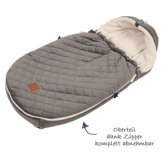 Kaiser Fleece footmuff Velvet Hoody for infant carrier and bassinets - Grey