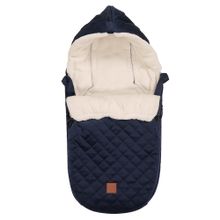 Fleece footmuff Velvet Hoody for infant carrier and baby bath - Navy
