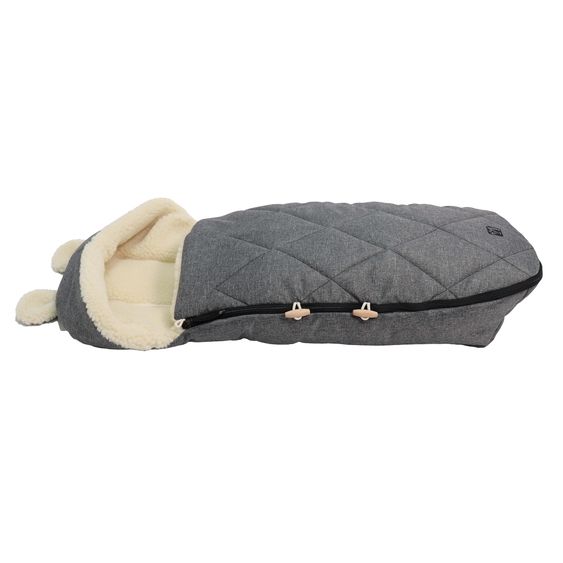 Kaiser Fleece-Fußsack XL Ears Wool Fütterung aus 100% Schafwolle für Kinderwagen und Buggy - Anthracite Melange