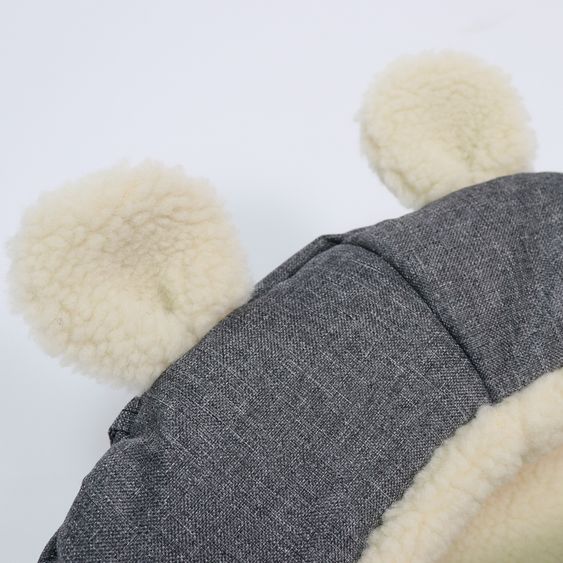 Kaiser Fleece-Fußsack XL Ears Wool Fütterung aus 100% Schafwolle für Kinderwagen und Buggy - Anthracite Melange