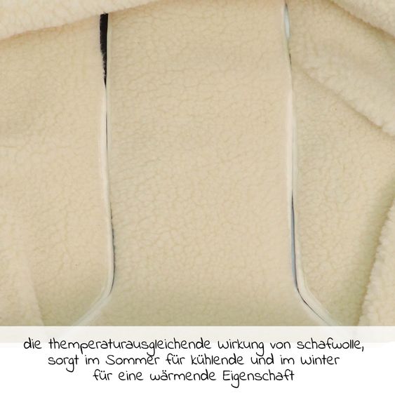 Kaiser Fleece-Fußsack XL Ears Wool Fütterung aus 100% Schafwolle für Kinderwagen und Buggy - Anthracite Melange