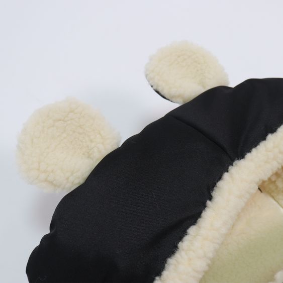 Kaiser Fleece-Fußsack XL Ears Wool Fütterung aus 100% Schafwolle für Kinderwagen und Buggy - Black