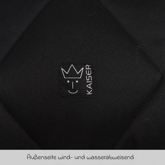 Kaiser Fleece-Fußsack XL Ears Wool Fütterung aus 100% Schafwolle für Kinderwagen und Buggy - Black