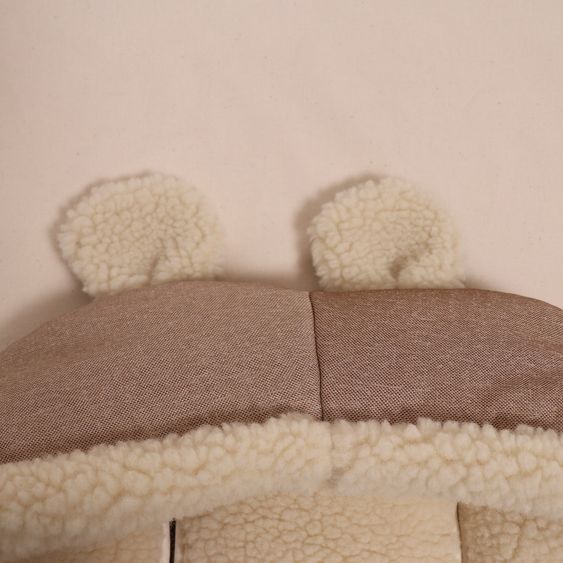 Kaiser Fleece-Fußsack XL Ears Wool Fütterung aus 100% Schafwolle für Kinderwagen und Buggy - Sand Melange