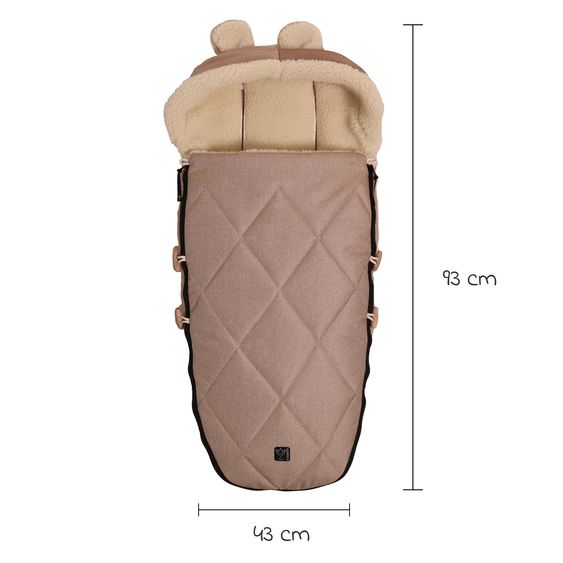 Kaiser Fleece-Fußsack XL Ears Wool Fütterung aus 100% Schafwolle für Kinderwagen und Buggy - Sand Melange