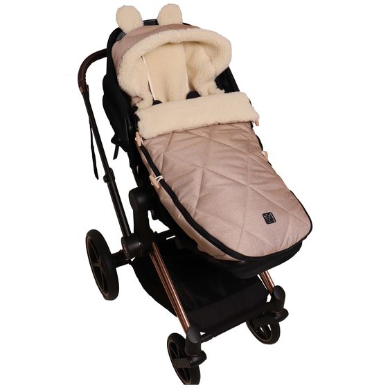 Kaiser Fleece-Fußsack XL Ears Wool Fütterung aus 100% Schafwolle für Kinderwagen und Buggy - Sand Melange