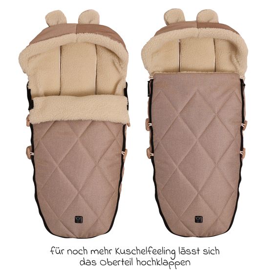 Kaiser Fleece-Fußsack XL Ears Wool Fütterung aus 100% Schafwolle für Kinderwagen und Buggy - Sand Melange