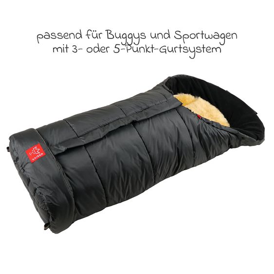 Kaiser Fußsack SHEEPY mit Lammfelleinlage für Kinderwagen und Buggy - Anthrazit