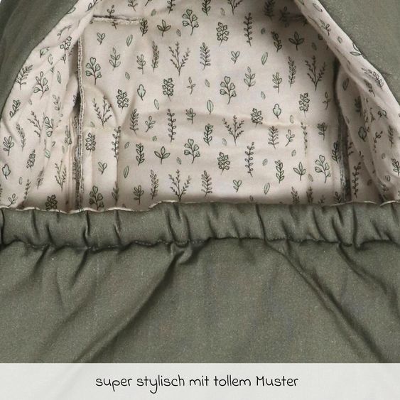 Kaiser Jersey-Fußsack Small Hooded für Babyschalen und Babywannen - Olive Green