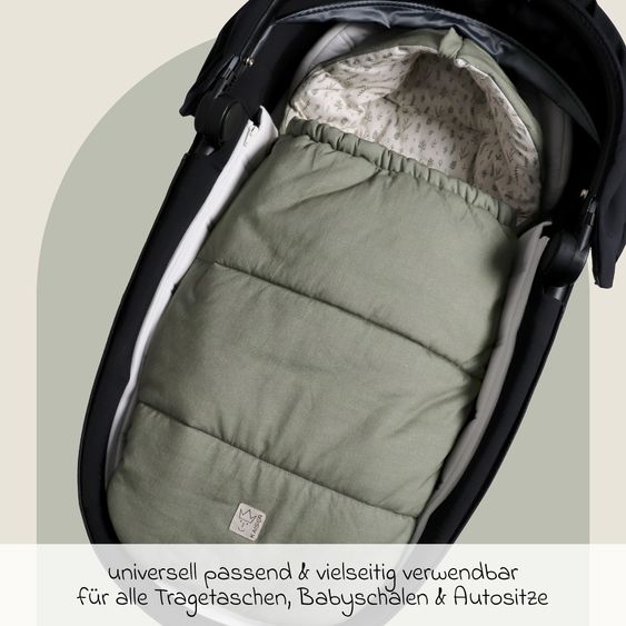 Kaiser Jersey-Fußsack Small Hooded für Babyschalen und Babywannen - Olive Green