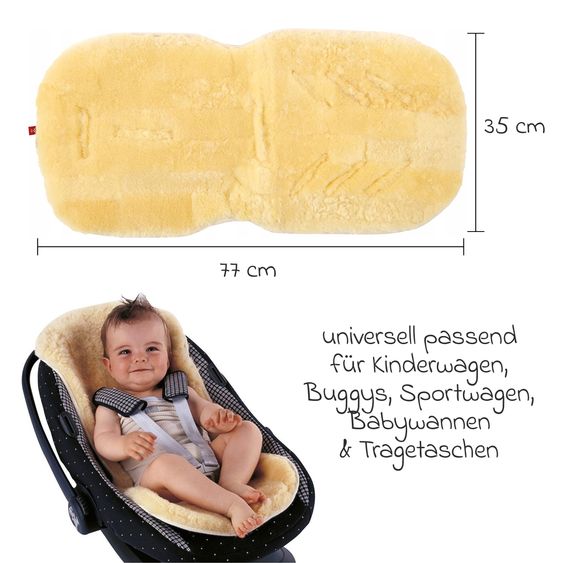 Kaiser Lammfell-Einlage Patchwork medizinisch für Babyschalen und Kinderwagen 35 x 77 cm