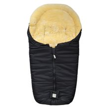 Lammfell-Einschlag-Säckchen Naadja für Babyschalen & Babywannen - Black
