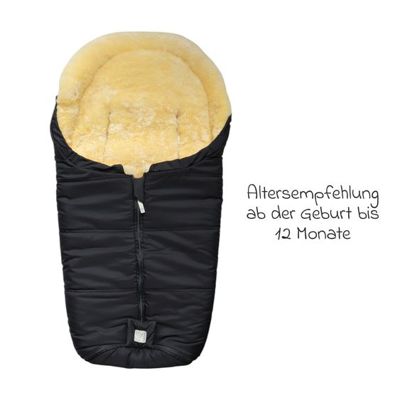 Kaiser Lammfell-Einschlag-Säckchen Naadja für Babyschalen & Babywannen - Black