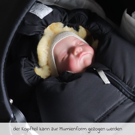 Kaiser Lammfell-Einschlag-Säckchen Naadja für Babyschalen & Babywannen - Black