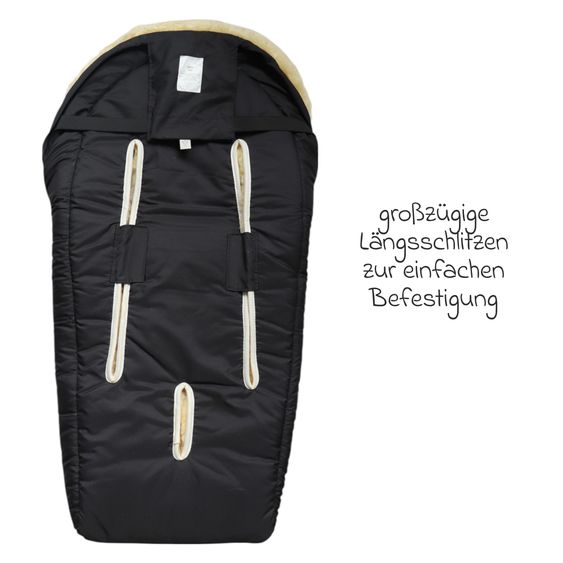 Kaiser Lammfell-Einschlag-Säckchen Naadja für Babyschalen & Babywannen - Black