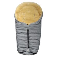 Lammfell-Einschlag-Säckchen Naadja für Babyschalen & Babywannen - Light Grey Melange