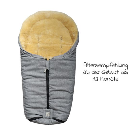 Kaiser Lammfell-Einschlag-Säckchen Naadja für Babyschalen & Babywannen - Light Grey Melange