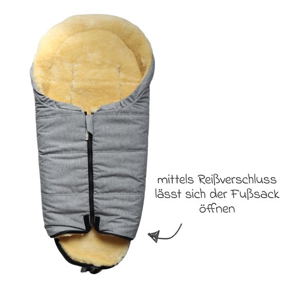 Kaiser Lammfell-Einschlag-Säckchen Naadja für Babyschalen & Babywannen - Light Grey Melange