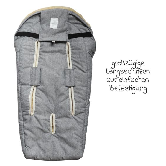Kaiser Lammfell-Einschlag-Säckchen Naadja für Babyschalen & Babywannen - Light Grey Melange