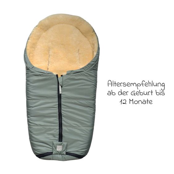 Kaiser Lammfell-Einschlag-Säckchen Naadja für Babyschalen & Babywannen - Salbei Green