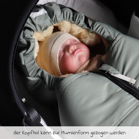 Kaiser Lammfell-Einschlag-Säckchen Naadja für Babyschalen & Babywannen - Salbei Green