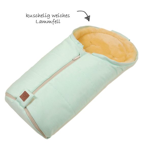 Kaiser Lammfell-Fußsack Channy für Babyschale und Babywanne - Denim Mint