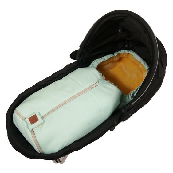 Kaiser Lammfell-Fußsack Channy für Babyschale und Babywanne - Denim Mint