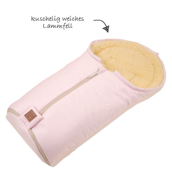 Kaiser Lammfell-Fußsack Channy für Babyschale und Babywanne - Denim Rose