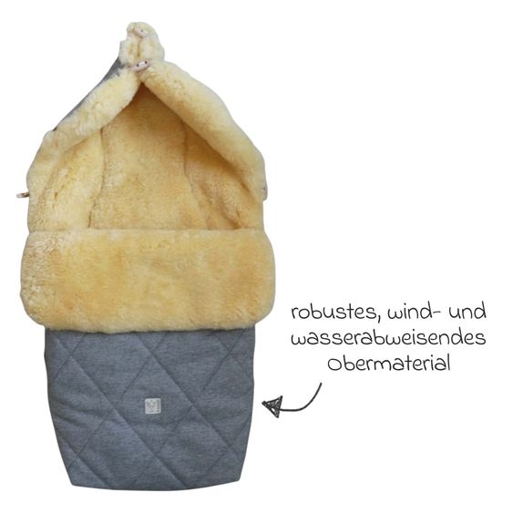 Kaiser Lammfell-Fußsack Coosy für Buggy, Sport- & Kinderwagen - Light Grey Melange