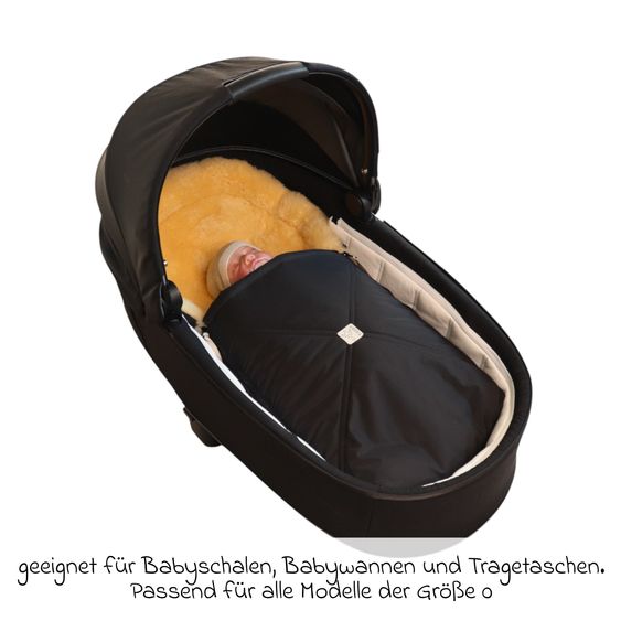 Kaiser Lammfell-Fußsack Emmy für Babyschalen & Babywannen - Black