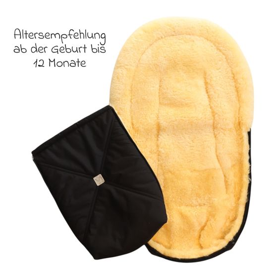 Kaiser Lammfell-Fußsack Emmy für Babyschalen & Babywannen - Black