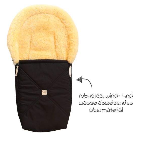 Kaiser Lammfell-Fußsack Emmy für Babyschalen & Babywannen - Black