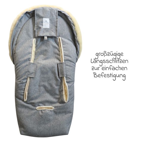 Kaiser Lammfell-Fußsack Emmy für Babyschalen & Babywannen - Light Grey Melange