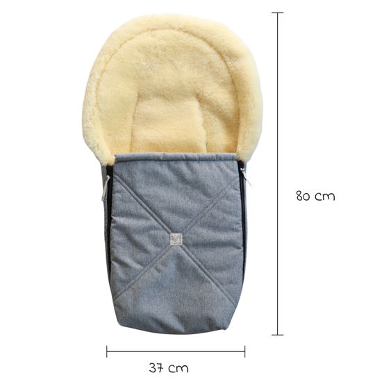 Kaiser Lammfell-Fußsack Emmy für Babyschalen & Babywannen - Light Grey Melange