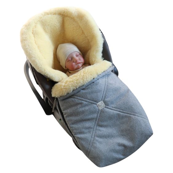 Kaiser Lammfell-Fußsack Emmy für Babyschalen & Babywannen - Light Grey Melange