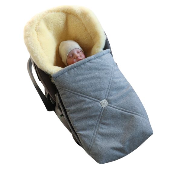 Kaiser Lammfell-Fußsack Emmy für Babyschalen & Babywannen - Light Grey Melange