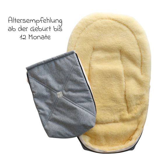 Kaiser Lammfell-Fußsack Emmy für Babyschalen & Babywannen - Light Grey Melange