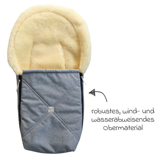 Kaiser Lammfell-Fußsack Emmy für Babyschalen & Babywannen - Light Grey Melange