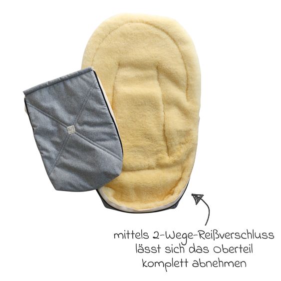 Kaiser Lammfell-Fußsack Emmy für Babyschalen & Babywannen - Light Grey Melange
