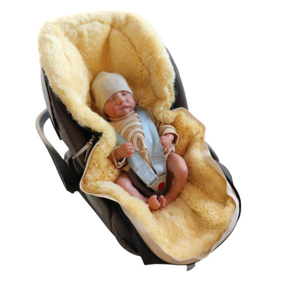 Kaiser Lammfell-Fußsack Emmy für Babyschalen & Babywannen - Light Grey Melange