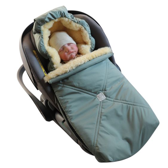 Kaiser Lammfell-Fußsack Emmy für Babyschalen & Babywannen - Salbei Green