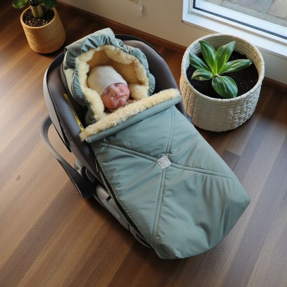 Kaiser Lammfell-Fußsack Emmy für Babyschalen & Babywannen - Salbei Green