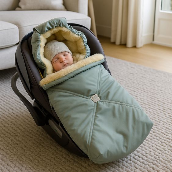 Kaiser Lammfell-Fußsack Emmy für Babyschalen & Babywannen - Salbei Green