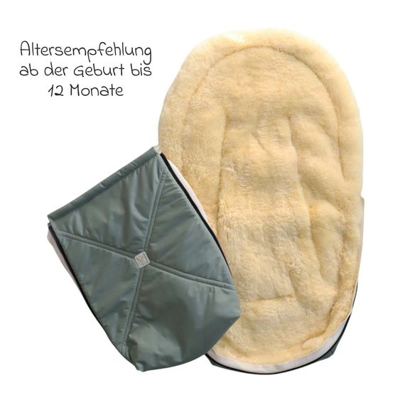 Kaiser Lammfell-Fußsack Emmy für Babyschalen & Babywannen - Salbei Green