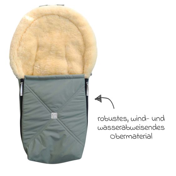 Kaiser Lammfell-Fußsack Emmy für Babyschalen & Babywannen - Salbei Green